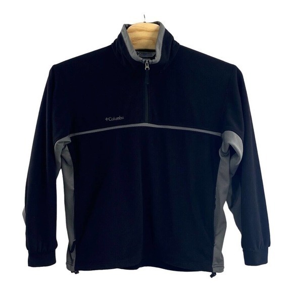 Columbia Long Sleeve Sweatshirt Quarter Zip Fleece Pullover Black Mens Sz Large - Picture 1 of 13